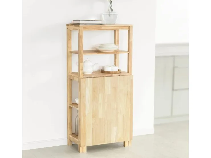SoBuy Esstisch mit Regalen Klapptisch Schreibtisch 98x126x60cm Natur FWT70-N* Tische