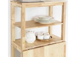 SoBuy Esstisch mit Regalen Klapptisch Schreibtisch 98x126x60cm Natur FWT70-N* Tische