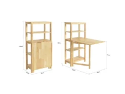 SoBuy Esstisch mit Regalen Klapptisch Schreibtisch 98x126x60cm Natur FWT70-N* Tische