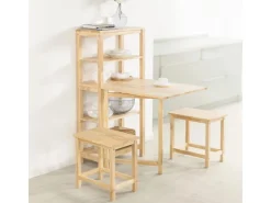 SoBuy Esstisch mit Regalen Klapptisch Schreibtisch 98x126x60cm Natur FWT70-N* Tische