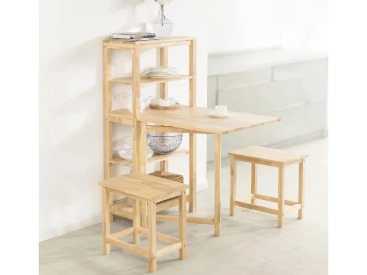 SoBuy Esstisch mit Regalen Klapptisch Schreibtisch 98x126x60cm Natur FWT70-N* Tische
