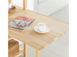 SoBuy Esstisch mit Regalen Klapptisch Schreibtisch 98x126x60cm Natur FWT70-N* Tische