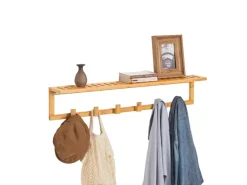 SoBuy Flurgarderobe Wandgarderobe Handtuchhalter aus Bambus FHK06-N* Wandregale