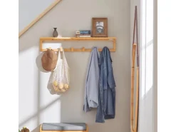 SoBuy Flurgarderobe Wandgarderobe Handtuchhalter aus Bambus FHK06-N* Wandregale