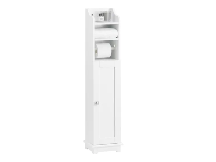 SoBuy Freistehend Toilettenpapieraufbewahrung Holz Weiß FRG177-W