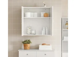 SoBuy Hängeschrank Badezimmerschrank mit Verstellbarem Regal 60x60x30cm Weiß FRG231-W* Wandregale