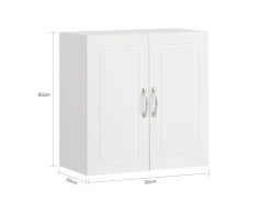 SoBuy Hängeschrank Badezimmerschrank mit Verstellbarem Regal 60x60x30cm Weiß FRG231-W* Wandregale