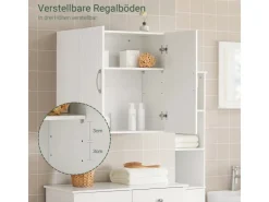 SoBuy Hängeschrank Badezimmerschrank mit Verstellbarem Regal 60x60x30cm Weiß FRG231-W* Wandregale