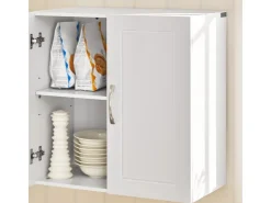 SoBuy Hängeschrank Badezimmerschrank mit Verstellbarem Regal 60x60x30cm Weiß FRG231-W* Wandregale