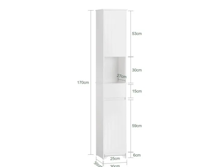 SoBuy Hochschrank Badregal Badezimmerschrank Badezimmermöbel Weiß BZR109-W* Regal Weiß