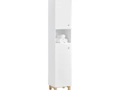 SoBuy Hochschrank Badregal Badezimmerschrank Badezimmermöbel Weiß BZR91-W* Regal Weiß