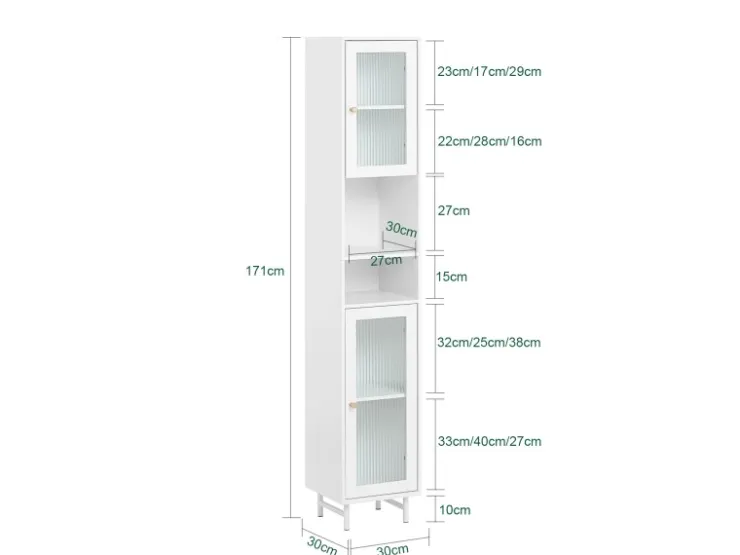 SoBuy Hochschrank Badschrank Badregal Badezimmerschrank Weiß BZR118-W