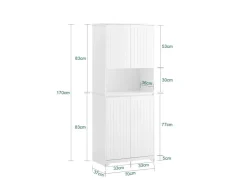 SoBuy Hochschrank Badschrank mit Wäschesack Wäscheschrank Weiß BZR150-W* Aufbewahrung