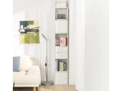 SoBuy Hochschrank mit Schubladen und Türen Holz Weiß STR10-W* Regal Weiß|Holzregale