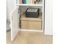 SoBuy Hochschrank mit Schubladen und Türen Holz Weiß STR10-W* Regal Weiß|Holzregale
