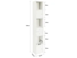 SoBuy Hochschrank mit Schubladen und Türen Holz Weiß STR10-W* Regal Weiß|Holzregale