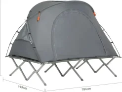 SoBuy 4in1-Zelt mit Campingliege für 2 Personen Metall Oxford-Nylon Grau OGS60-L-HG* Kissenbezüge