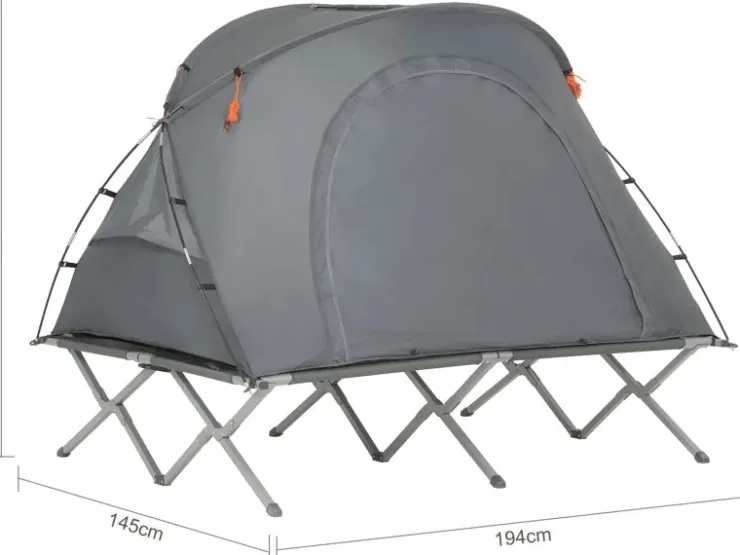 SoBuy 4in1-Zelt mit Campingliege für 2 Personen Metall Oxford-Nylon Grau OGS60-L-HG* Kissenbezüge