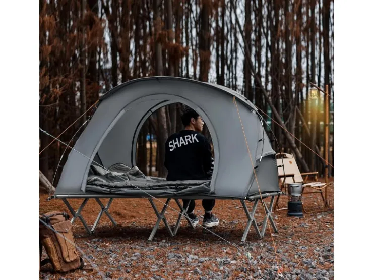 SoBuy 4in1-Zelt mit Campingliege für 2 Personen Metall Oxford-Nylon Grau OGS60-L-HG* Kissenbezüge