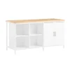 SoBuy Kücheninsel Freistehend Küchenschrank Sideboard Weiß-Natur KNL09-WN* Vitrinen