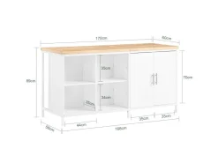 SoBuy Kücheninsel Freistehend Küchenschrank Sideboard Weiß-Natur KNL09-WN* Vitrinen