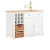 SoBuy Kücheninsel mit 2 Rattankörben Küchenschrank Sideboard Buffet KNL05-W* Schränke