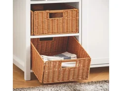 SoBuy Kücheninsel mit 2 Rattankörben Küchenschrank Sideboard Buffet KNL05-W* Schränke