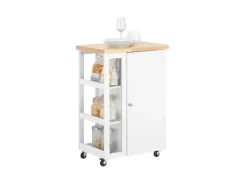 SoBuy Küchenwagen Servierwagen mit 3 Ablagefächern Küchenregal 60x90x40cm Weiß FKW75-WN