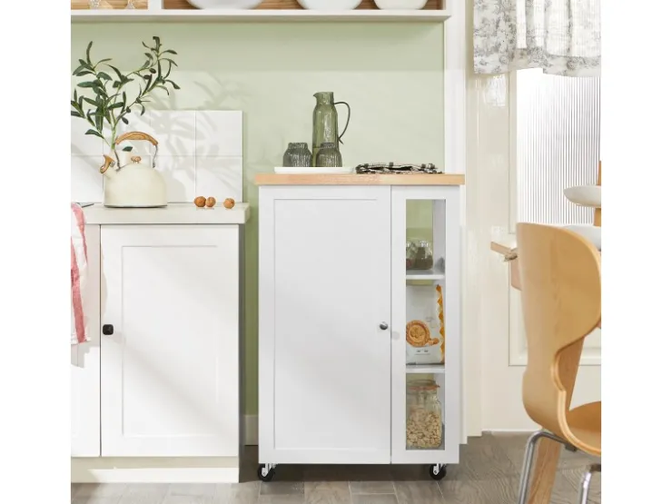 SoBuy Küchenwagen Servierwagen mit 3 Ablagefächern Küchenregal 60x90x40cm Weiß FKW75-WN