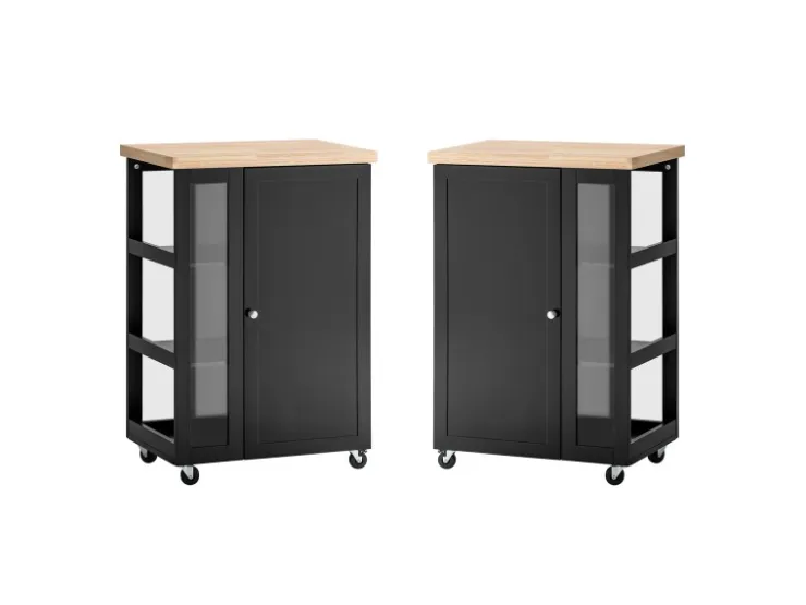 SoBuy Küchenwagen Servierwagen mit 3 Ablagefächern Küchenregal 60x90x40cm Schwarz FKW75-SCH