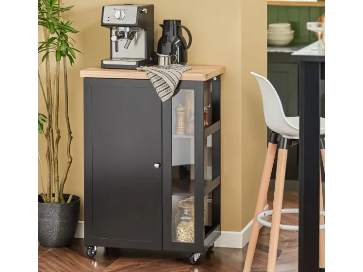 SoBuy Küchenwagen Servierwagen mit 3 Ablagefächern Küchenregal 60x90x40cm Schwarz FKW75-SCH