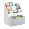 SoBuy Kinder Bücherregal Kinderregal mit 3 Ablagen Spielzeugtruhe Weiß KMB17-HG* Aufbewahrung|Regal Weiß