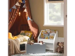 SoBuy Kinder Bücherregal Kinderregal mit 3 Ablagen Spielzeugtruhe Weiß KMB17-HG* Aufbewahrung|Regal Weiß