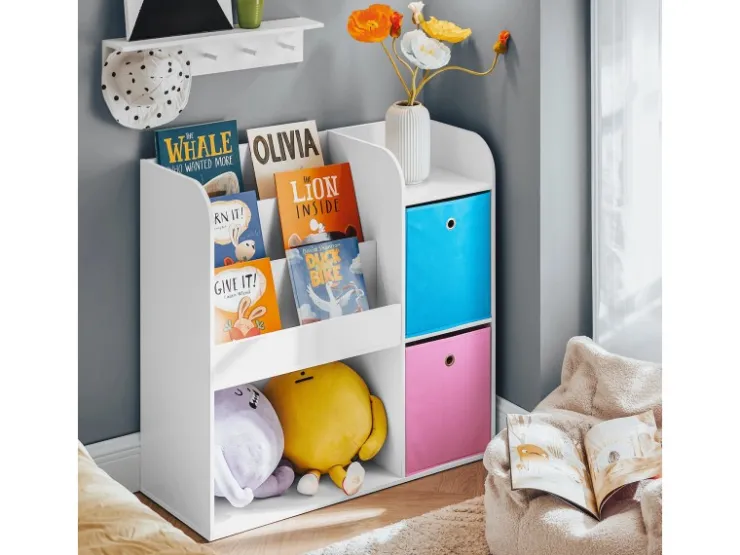 SoBuy Kinder Bücherregal Kinderregal mit 5 Ablagen Spielzeugregal Weiß KMB37-F* Aufbewahrung|Regal Weiß