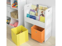 SoBuy Kinder Bücherregal Kinderregal mit 3 Ablagen Spielzeugregal Weiß KMB27-W