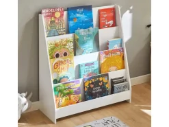 SoBuy Kinder Bücherregal Kinderregal Zeitungsständer mit 4 Ablagen Weiß KMB32-W* Aufbewahrung|Regal Weiß