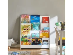 SoBuy Kinder Bücherregal Kinderregal Zeitungsständer mit 4 Ablagen Weiß KMB32-W* Aufbewahrung|Regal Weiß
