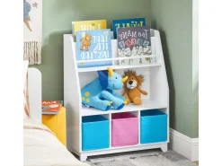 SoBuy Kinder Bücherregal Kinderregal mit Ablagen Aufbewahrungsregal Weiß KMB34-F