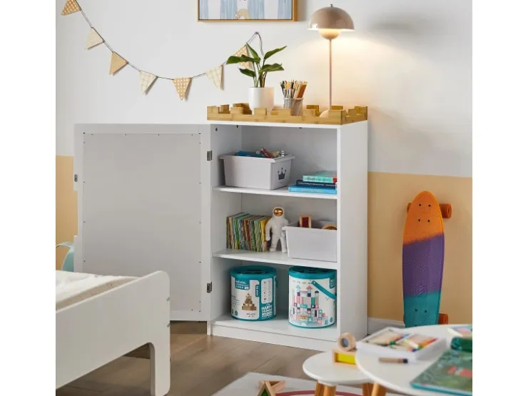 SoBuy Kinder Kommode Kinderregal mit Tafel Kinder Bücherregal Weiß KMB43-W