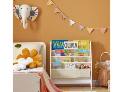 SoBuy Kinder-Bücherregal Zeitungsständer mit 4 Ablagen Kinderregal Weiß FRG225-W