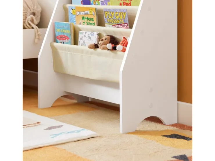 SoBuy Kinder-Bücherregal Zeitungsständer mit 4 Ablagen Kinderregal Weiß FRG225-W