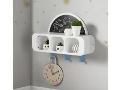 SoBuy Kindergarderobe mit Tafel Kinderregal Bücherregal Weiß KMB86-W