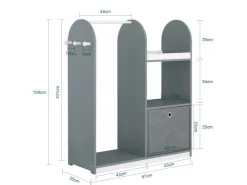 SoBuy Kinderkleiderschrank mit 3 Haken Kleiderständer mit Box KMB40-HG