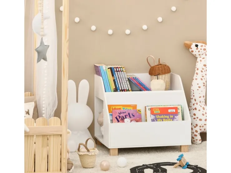 SoBuy Kinderregal mit 3 Fächern Spielzeugregal Bücherregal Standregal KMB54-W* Bücherregale
