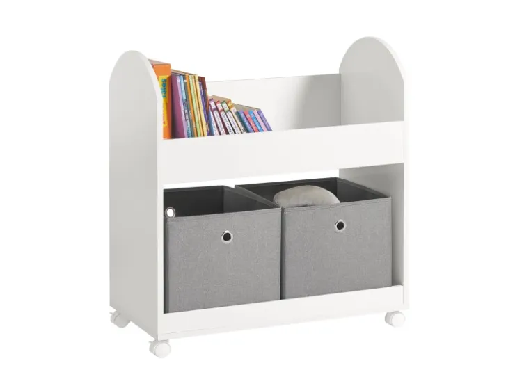 SoBuy Kinderregal mit 2 Stoffboxen Bücherregal Aufbewahrungsregal KMB53-W