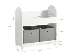 SoBuy Kinderregal mit 2 Stoffboxen Bücherregal Aufbewahrungsregal KMB53-W