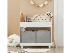 SoBuy Kinderregal mit 2 Stoffboxen Bücherregal Aufbewahrungsregal KMB53-W
