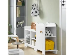 SoBuy Kinderregal mit Elefant-Design Bücherregal Kinderzimmer Weiß KMB62-W* Bücherregale