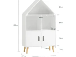 SoBuy Kinderregal mit Haus-Design Bücherregal für Kinder Weiß KMB58-W