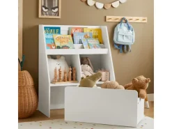 SoBuy Kinderregal Spielzeugtruhe Bücherregal Aufbewahrungsregal Weiß KMB83-W* Regal Weiß